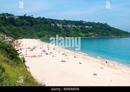 carbis bay near st.ives in cornwall, england, uk, viewed from the southwest coast path. Stock Photo