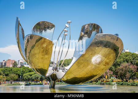 The Floralis Generica sculpture at Plaza Naciones Unidas, Recoleta,  Buenos Aires, Argentina Stock Photo