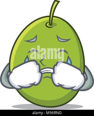 Olive character with crying and tears emotion, sad face, depressive ...