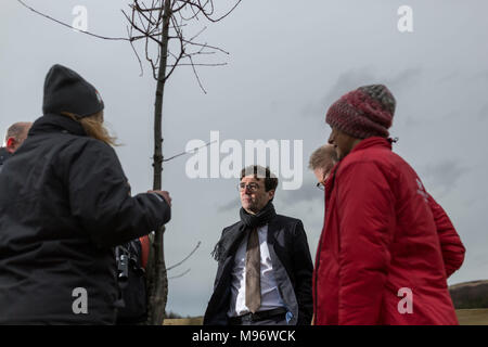 Andy Burnham at the  first site of 120 mile new Northern Forest near Bolton Stock Photo