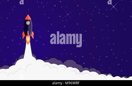 Space rocket launching background. Business banner concept illustration Stock Vector