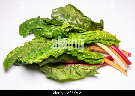 Rainbow swiss chard, mangold beetroot leaves, vegetarian organic healthy food Stock Photo