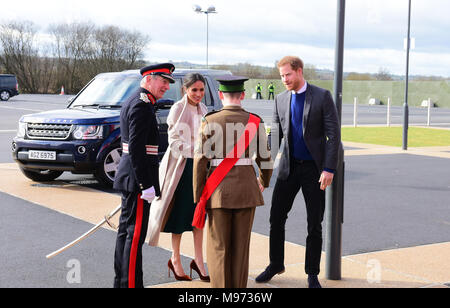 Lisburn, Northern Ireland. 23rd March, 2018. HRH Prince Harry and Meghan Markle arrive in Lisburn during the last part of their UK Tour. Lisburn: Co. Antrim: UK: 23rd March 2018. Credit: Mark Winter/Alamy Live News Stock Photo