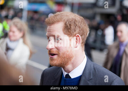 Great Victoria Street,Belfast, Northern Ireland. HRH Prince Harry and Meghan Markle 23rd March 2018.  Photo: Bonzo/Alamy Live News  Stock Photo