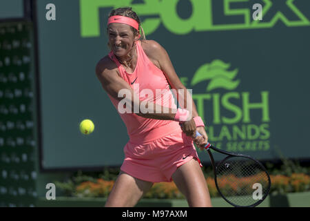 KEY BISCAYNE, FL -MARCH 22: Victoria Azarenka on day 10 of the Miami Open at Crandon Park Tennis Center on March 22, 2018 in Key Biscayne, Florida.    People:  Victoria Azarenka Stock Photo