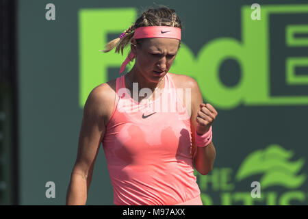 KEY BISCAYNE, FL -MARCH 22: Victoria Azarenka on day 10 of the Miami Open at Crandon Park Tennis Center on March 22, 2018 in Key Biscayne, Florida.    People:  Victoria Azarenka Stock Photo