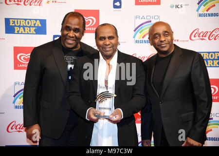 23 March 2018, Germany, Rust: The Gibson Brothers attend the ceremony of the Radio Regenbogen (lit. rainbow) Awards at the theme park Europa-Park. They received the 'Lifetime 2017' award. Photo: Uli Deck/dpa Stock Photo