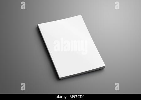 Universal blank closed A4, (A5) brochure with soft realistic shadows isolated on gray background. Template can be used for your design. Stock Photo