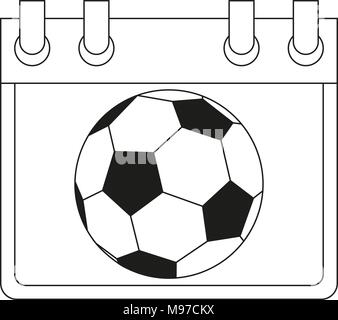 Line art black and white soccer game date calendar Stock Vector