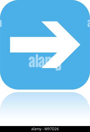 Arrow icon. Blue square icon with reflection Stock Vector