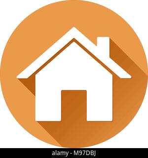 Home page icon. Orange round sign Stock Vector