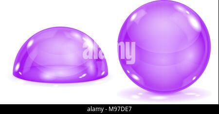 Violet glass ball and blue dome. A sphere and semi-sphere Stock Vector