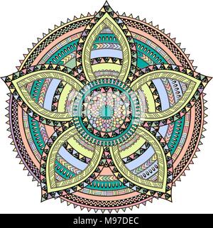 Mandala. Colored oriental decorative flower pattern Stock Vector