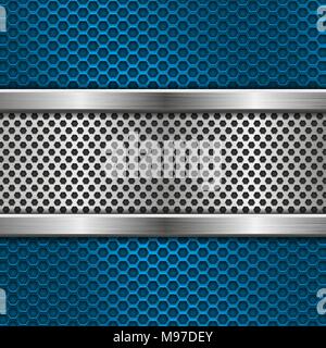 Blue metal perforated background Stock Vector