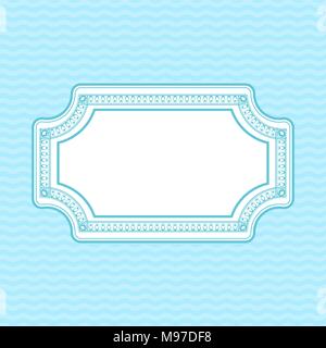 Ornamental frame on light blue wave background Stock Vector