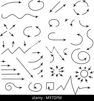 Black arrows set. Large collection of icons Stock Vector