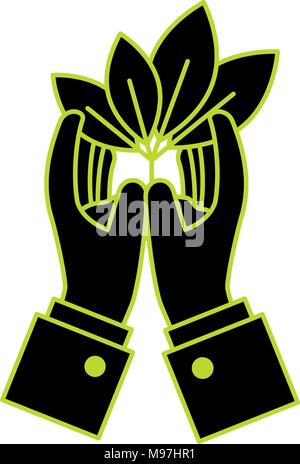 hands protected leafs plant ecology icon Stock Vector Image & Art - Alamy