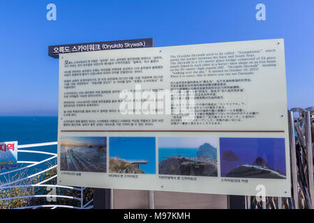 Busan, South Korea - March 14, 2018 : Tour information board of Oryukdo sky walk in Busan city Stock Photo