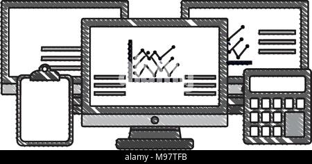 technology business clipboard calculator statistics graphs Stock Vector