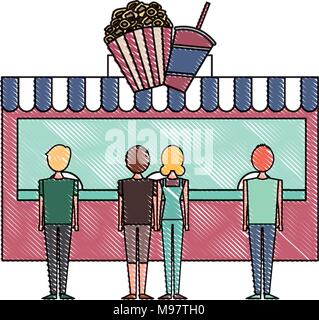 salesman booth carnival fun fair vector illustration Stock Vector Image ...