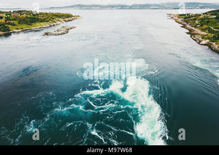 Saltstraumen sea whirlpools natural phenomenon landmarks in Norway Stock Photo