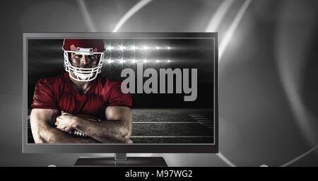 American football player on television Stock Photo