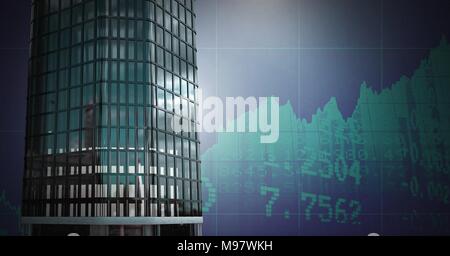 Tall buildings with economic finance background Stock Photo