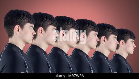 Clone men in a row Stock Photo