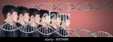 Clone men with genetic DNA Stock Photo