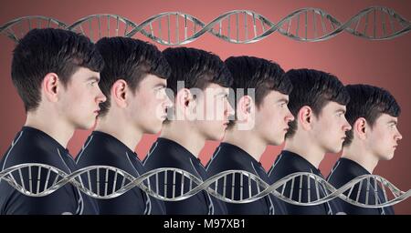 Clone men with genetic DNA Stock Photo