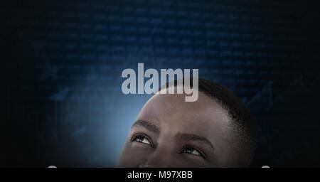 Man looking up with economic finance background Stock Photo