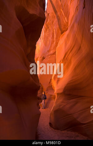 Women inside Secret Slot Canyon,Page Arizona,America,USA Stock Photo