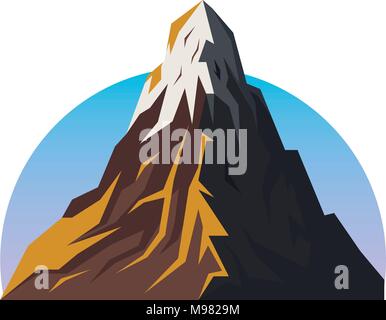 Mountain with the top snow capped, isolated vector emblem Stock Vector