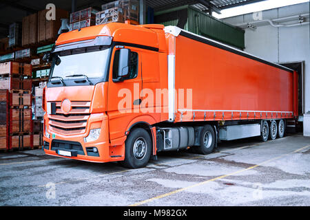 Truck at loading bay Stock Photo