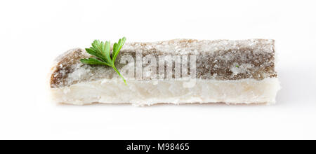 Salted dried cod isolated on white background. Typical Easter food Stock Photo