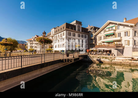 Switzerland, Bern, Bernese Oberland, Interlaken, Old town, Aare river Stock Photo