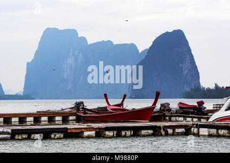 Thailand, Ko Panyi, Floating Fishing Village, fishing boat Stock Photo