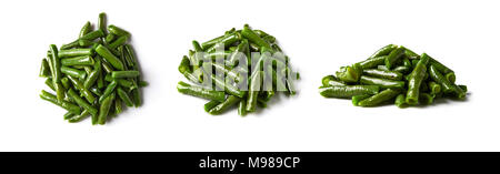 cooked green beans isolated on white background/ three types of view Stock Photo