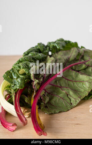 Rainbow Chard Stalks Ready for Salad Ingredients Stock Photo