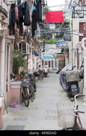 Suburban alley in Shanghai, China Stock Photo