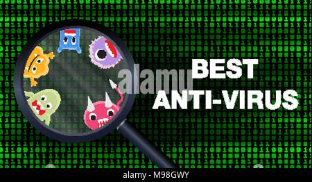 best anti virus scanning data and detect virus Stock Vector