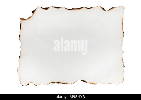 Burnt edges paper isolated on white background. View from above Stock Photo