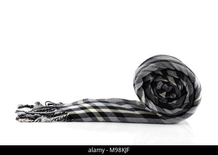 Scarf black plaid isolate on white background Stock Photo