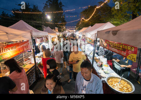 the Nightmarket and marketstreet in of the city Buri Ram in Isan in Northeast thailand.  Thailand, Buriram, November, 2017 Stock Photo