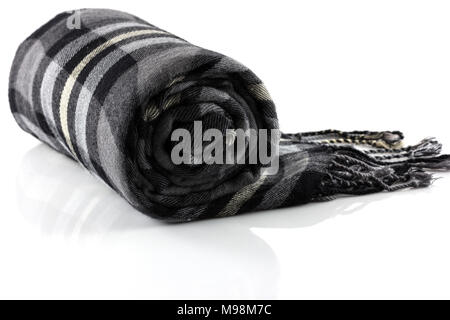 Scarf black plaid isolate on white background Stock Photo