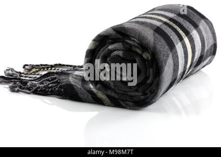 Scarf black plaid isolate on white background Stock Photo