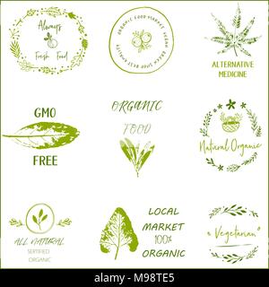 Bio, Ecology, Organic logos and icons, labels, tags. Stock Vector