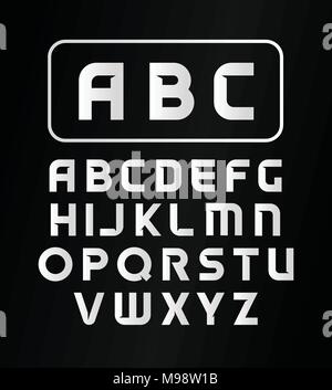 English alphabet, typeface, vector modern font, simple decorative bold letters of the alphabet on black background. Monogram logos collection. Stock Vector