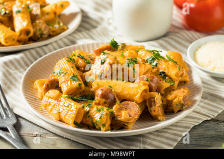 Homemade Sausage and Fennel Rigatoni with Cream Sauce Stock Photo