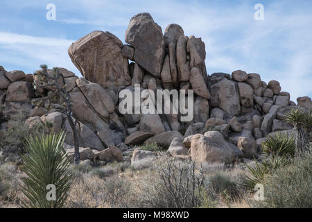 close up of geologic formation of rocks and boulders at Joshua Tree National Park Stock Photo